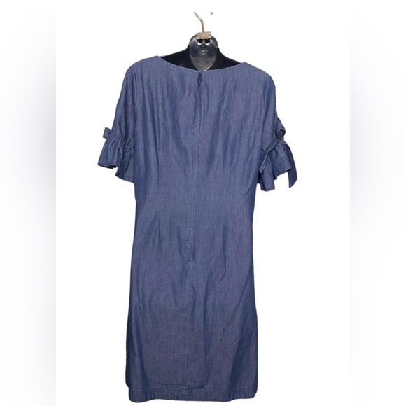 J Crew Lightweight Denim Blue Dress Flutter Sleeves Size Small - Picture 3 of 6